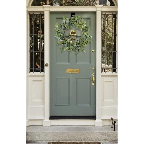 Eucalyptus Wreaths for FrontDoor 20",Handmade GreenLeaves Wreath for All Seasons - Picture 4 of 8